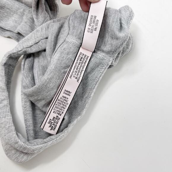 Victorias Secret XSmall Light Heather Gray Ribbed Plunge Bralette Comfort Lounge - Picture 7 of 9